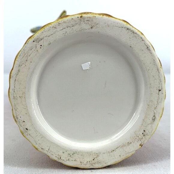 Butterfly Wings Vase Porcelain Majolica Orange Brown Blue Applied Butterfly 9" - Picture 7 of 7